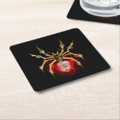 Steampunkspinne auf schwarz rechteckiger pappuntersetzer (angewinkelt)