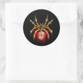 Steampunkspinne auf schwarz runder aufkleber (Tasche)