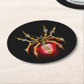 Steampunkspinne auf schwarz runder pappuntersetzer (Angewinkelt)