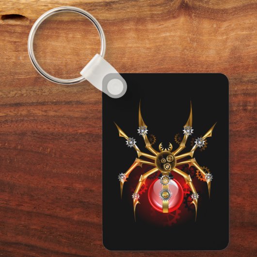 Steampunkspinne auf schwarz schlüsselanhänger (Vorderseite)