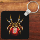 Steampunkspinne auf schwarz schlüsselanhänger (Rückseite)