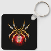 Steampunkspinne auf schwarz schlüsselanhänger (Rückseite)
