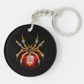 Steampunkspinne auf schwarz schlüsselanhänger (Rückseite)