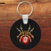 Steampunkspinne auf schwarz schlüsselanhänger (Rückseite)