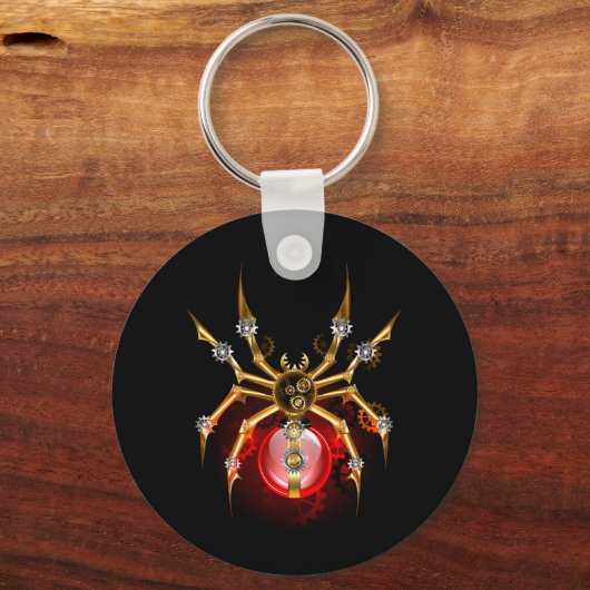 Steampunkspinne auf schwarz schlüsselanhänger (Vorderseite)