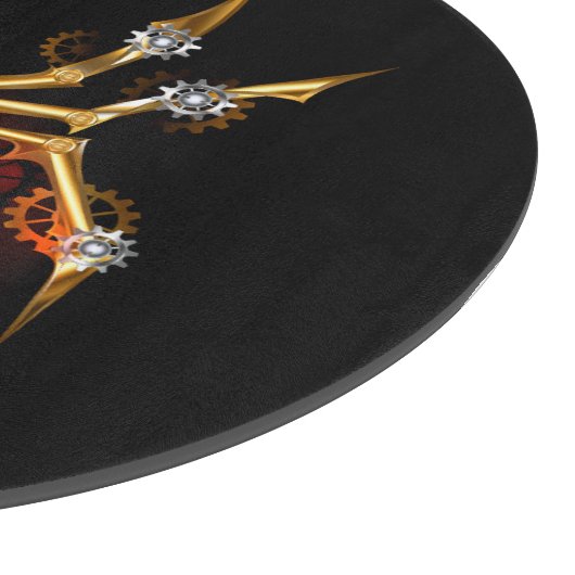 Steampunkspinne auf schwarz schneidebrett (Ecke)