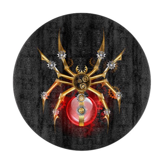 Steampunkspinne auf schwarz schneidebrett (Vorderseite)
