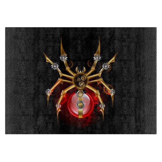 Steampunkspinne auf schwarz schneidebrett (Vorderseite)