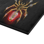 Steampunkspinne auf schwarz schneidebrett (Ecke)