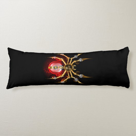 Steampunkspinne auf schwarz seitenschläferkissen (Vorderseite)