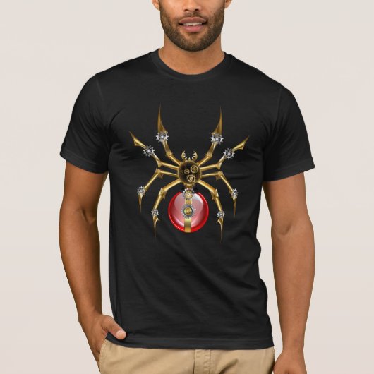 Steampunkspinne auf schwarz T-Shirt (Vorderseite)