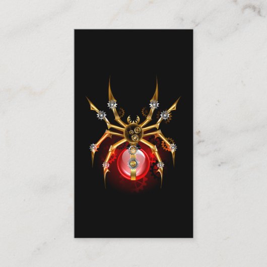 Steampunkspinne auf schwarz telefonnummerkarte (Vorderseite)