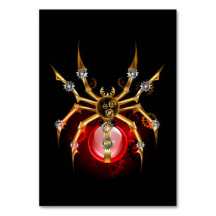 Steampunkspinne auf schwarz tischnummer