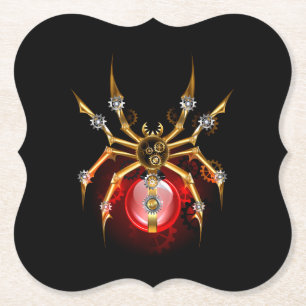 Steampunkspinne auf schwarz untersetzer