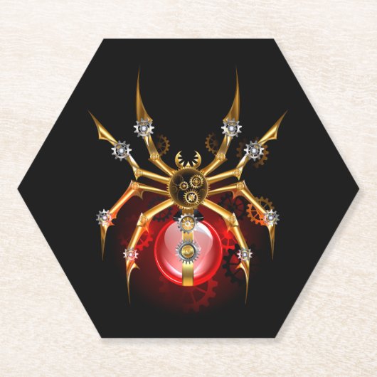 Steampunkspinne auf schwarz untersetzer (Vorderseite)