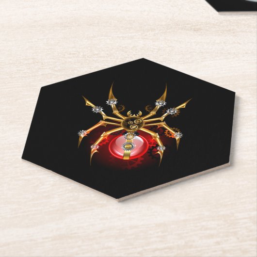 Steampunkspinne auf schwarz untersetzer (angewinkelt)