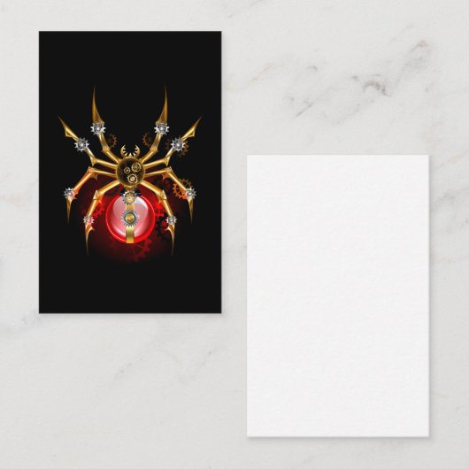 Steampunkspinne auf schwarz visitenkarte (Vorne/Hinten)