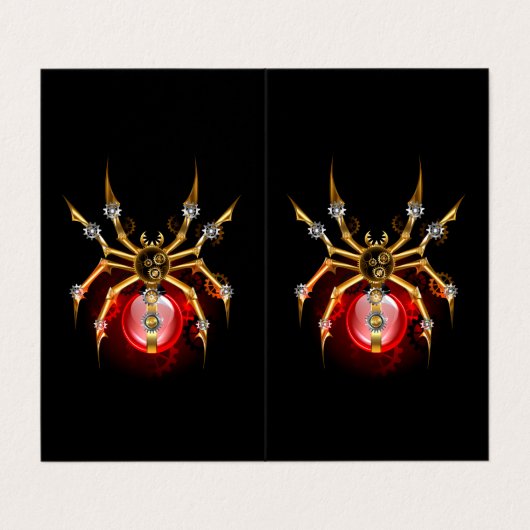 Steampunkspinne auf schwarz visitenkarten (Außenseite Aufgefaltet)