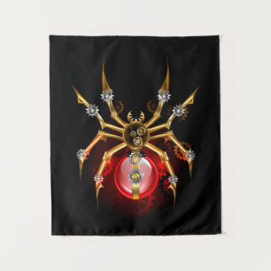 Steampunkspinne auf schwarz wandteppich