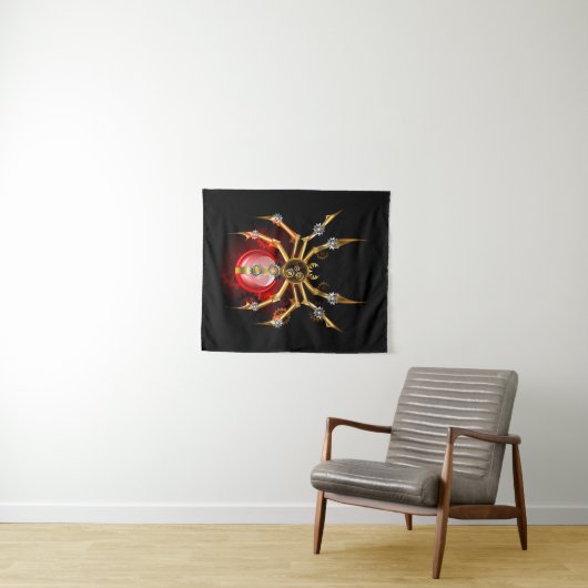 Steampunkspinne auf schwarz wandteppich (Beispiel (Horizontal))