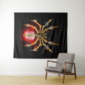 Steampunkspinne auf schwarz wandteppich (Beispiel (Horizontal))