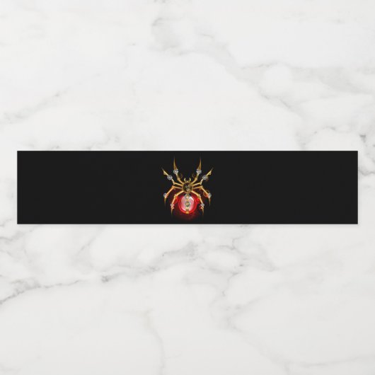 Steampunkspinne auf schwarz wasserflaschenetikett (Einzelnes Label)