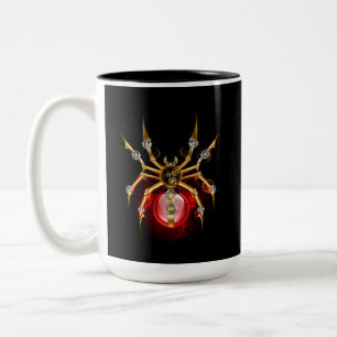 Steampunkspinne auf schwarz zweifarbige tasse