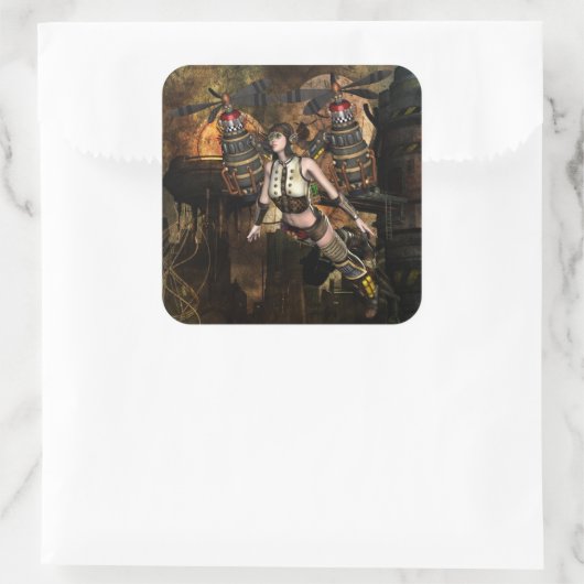Steampunksticker Quadratischer Aufkleber (Tasche)