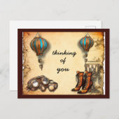 Steampunkstifte Stiefel, Goggles Heißluftballons Postkarte (Vorne/Hinten)