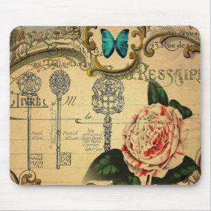 Steampunktasten Moderne Vintage Rosa Blume Kamelie Mousepad