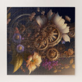 Steampunktür mit violetten Blumen Puzzle (Horizontal)