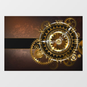 Steampunkuhr mit antiken Zahnrädern Fensteraufkleber