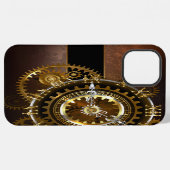 Steampunkuhr mit antiken Zahnrädern iPhone Hülle (Rückseite (Horizontal))