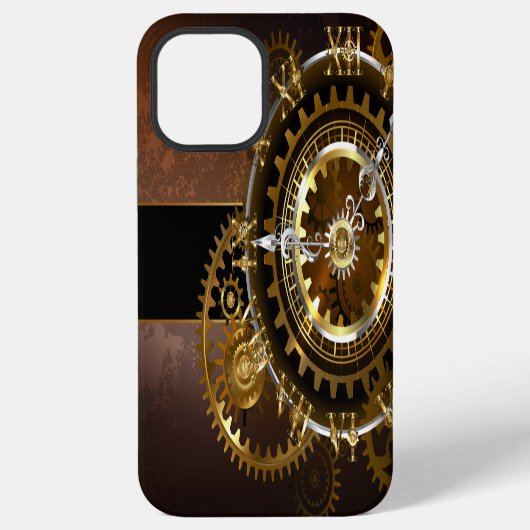 Steampunkuhr mit antiken Zahnrädern iPhone Hülle (Rückseite)