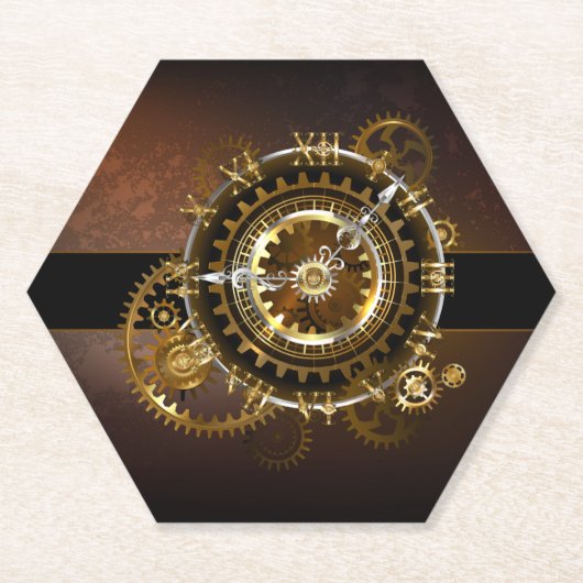 Steampunkuhr mit antiken Zahnrädern Untersetzer (Vorderseite)