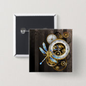 Steampunkuhr mit mechanischem Drachenfliegen Button (Vorne & Hinten)