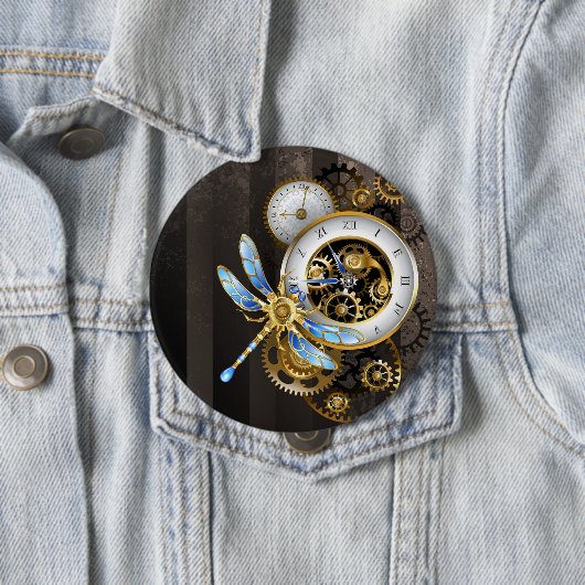 Steampunkuhr mit mechanischem Drachenfliegen Button (Beispiel)