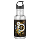 Steampunkuhr mit mechanischem Drachenfliegen Edelstahlflasche (Vorderseite)