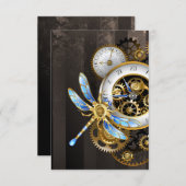 Steampunkuhr mit mechanischem Drachenfliegen Einladung (Vorne/Hinten)