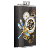 Steampunkuhr mit mechanischem Drachenfliegen Flachmann (Rechts)