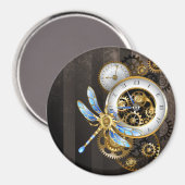 Steampunkuhr mit mechanischem Drachenfliegen Magnet (Vorderseite/Rückseite)