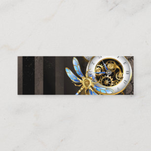Steampunkuhr mit mechanischem Drachenfliegen Mini Visitenkarte