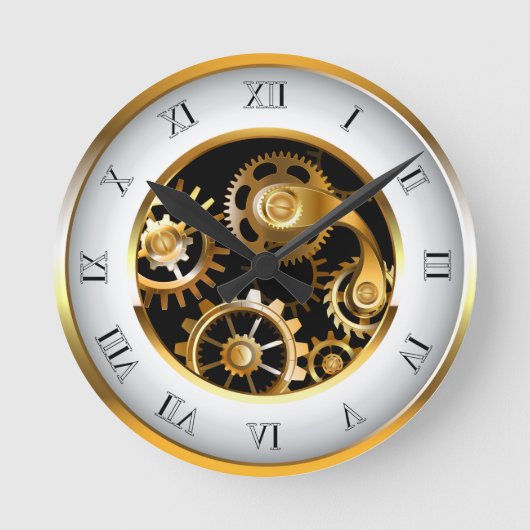 Steampunkuhr mit mechanischem Drachenfliegen Runde Wanduhr (Vorderseite)