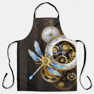Steampunkuhr mit mechanischem Drachenfliegen Schürze