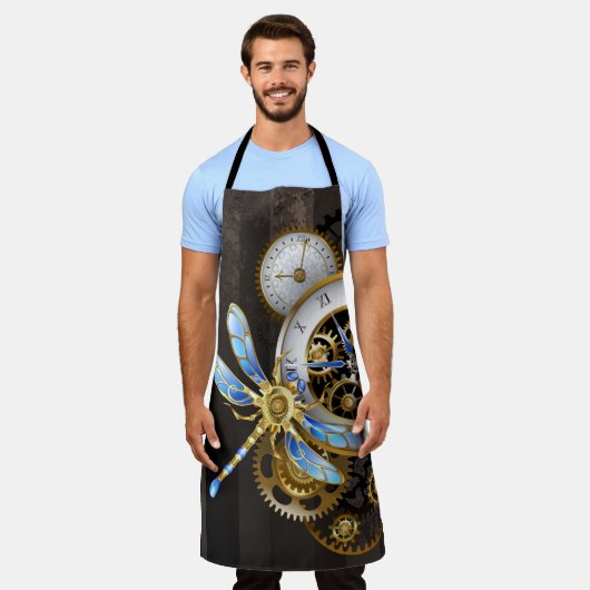 Steampunkuhr mit mechanischem Drachenfliegen Schürze (Getragen)