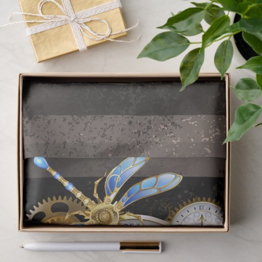 Steampunkuhr mit mechanischem Drachenfliegen Seidenpapier (Geschenk)