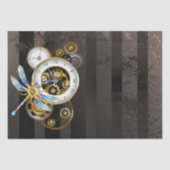 Steampunkuhr mit mechanischem Drachenfliegen Seidenpapier (Vorderseite)