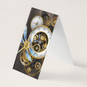 Steampunkuhr mit mechanischem Drachenfliegen Visitenkarten (Vorderseite)