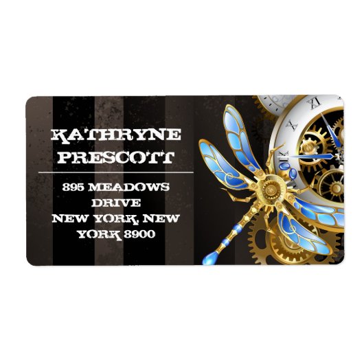 Steampunkuhr mit mechanischer Libelle (Vorne)