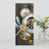 Steampunkuhr mit mechanischer Libelle Ankündigung (Stehend Vorderseite)